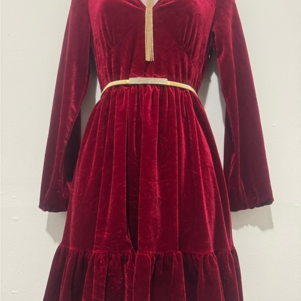Loft Elegant Red Velvet Dress Size Midium